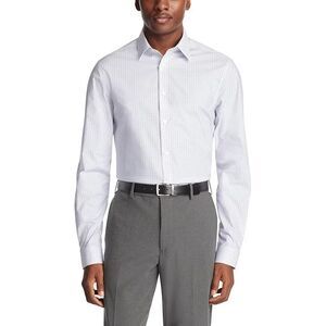 Calvin Klein Steel+, Dress Shirt Men's 16.5 32/33 Blue Multi Slim Fit Stretch